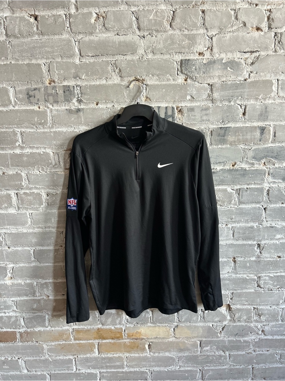 Nike Running Dri-FIT Black 1/4 Zip Pullover NFL Alumni Patch Size L